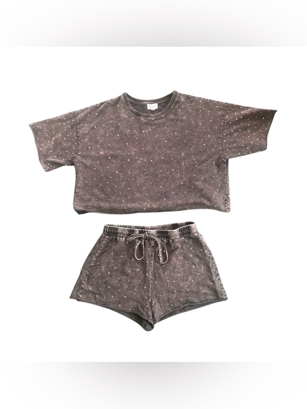 Le Lis Weathered gray Rhinestone short set.